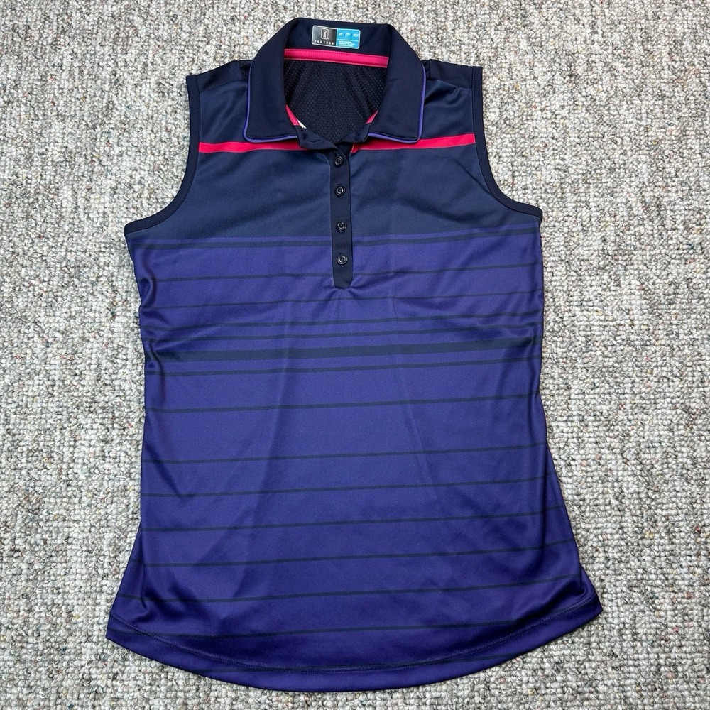 PGA Tour Polo Shirt Womens XS Sleeveless Golf Preppy Purple